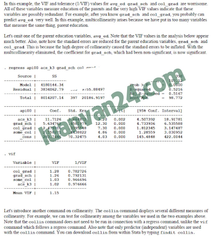 Ví dụ về kiểm định đa cộng tuyến trong stata